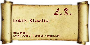 Lubik Klaudia névjegykártya